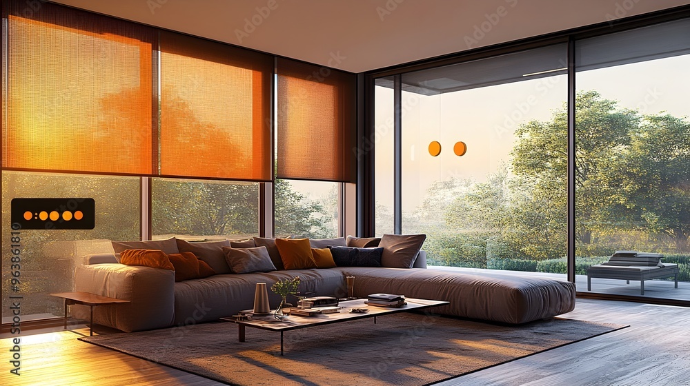 Aufkleber automated smart home with iot sensors controlling window shades fans and air purifiers