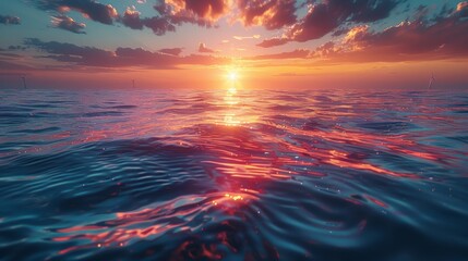 Obraz premium offshore wind power, nature, simple and elegant style, side lighting, nature, sense of atmosphere, advertising grade photography, super detail