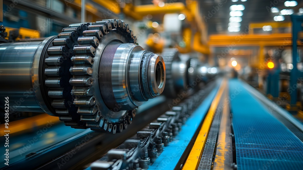 Poster cutting edge industrial factory with iot sensors tracking machinery and production processes