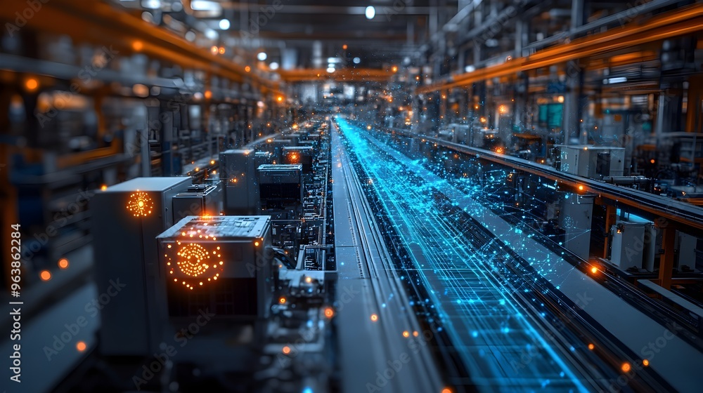 Fototapete iot powered factory optimizing industrial machinery and processes