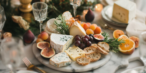 Christmas Cheese board with glasses
