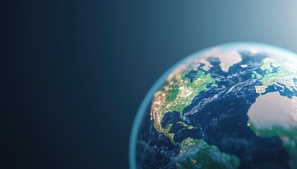 Fototapeta premium A stunning view of Earth showcasing vibrant continents and oceanic details against a dark background, ideal for global themes.