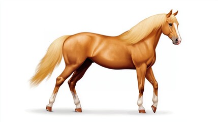 Obraz premium Brown horse isolated on a white background, side view