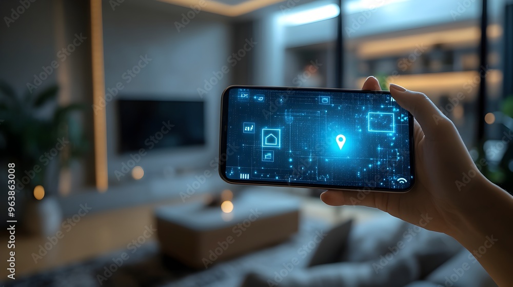 Aufkleber innovative graphic depicting iot sensors monitoring a connected smart home