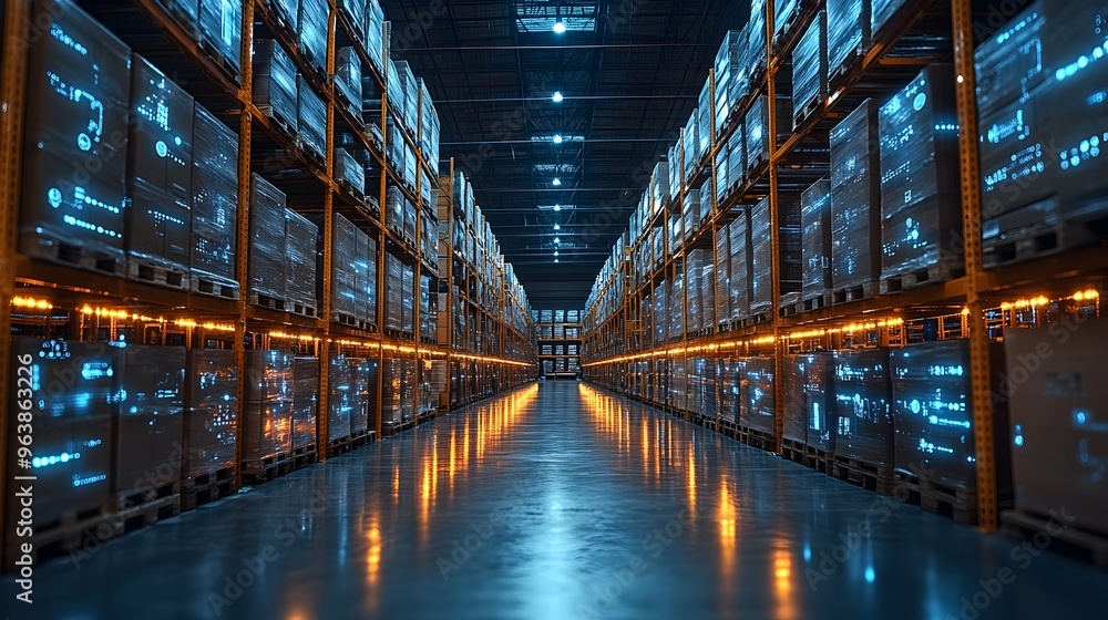 Aufkleber Innovative Graphic of IoT Sensors Optimizing Warehouse Management and Logistics