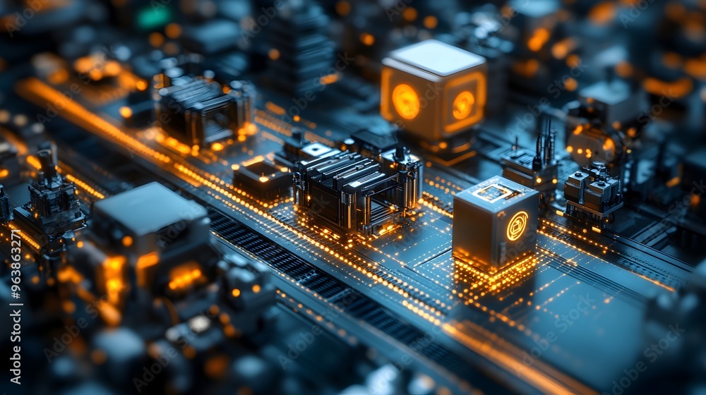 Poster Innovative Graphic Depicting IoT Sensors in an Automated Industrial Setting