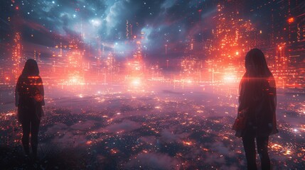 Peoples using AI and Metaverse, real life scenario, change the World, illustration