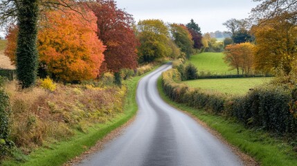 Fototapeta premium Winding Road Through Autumnal Countryside