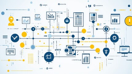 Business Process Flowchart Diagram with Icons and Arrows