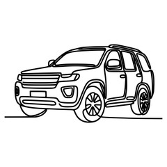 one line drawing suv car transportation vehicle vector illustration template design