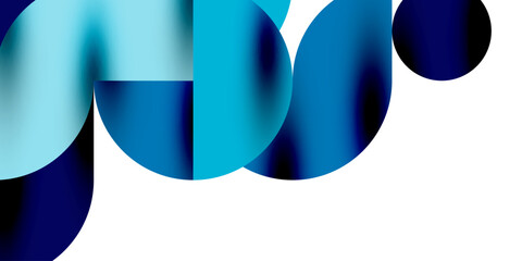 Tech minimal circular shapes geometric art. Vector modern circles