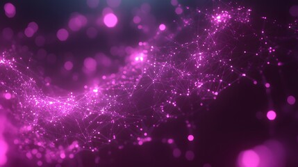 Fototapeta premium Abstract Purple Network Background with Glowing Lines and Dots