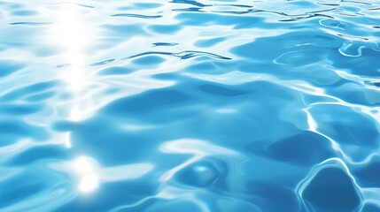 Illustration of a clear blue water surface reflecting sunlight on a bright summer day, perfect for relaxation themes