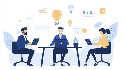 Brainstorming Meeting with Business People Around Table