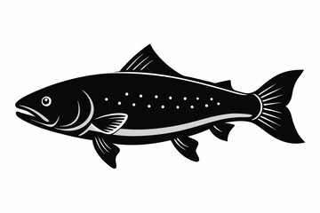 
Trout and salmon silhouette, trout tish vector illustration