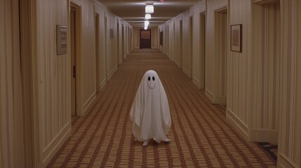 Fototapeta premium Ghostly Figure in Hotel Corridor