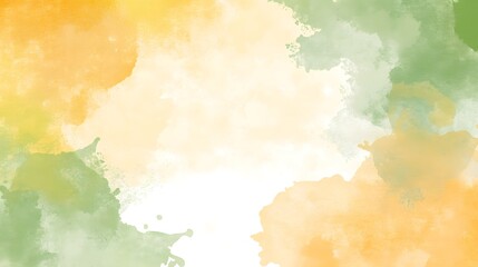 Abstract Watercolor Background with Green and Yellow Splashes