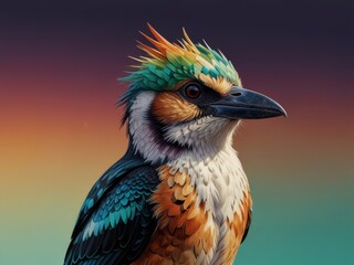 Fototapeta premium A Vividly Colored Bird Perched on a Branch