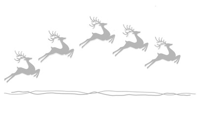 Obraz premium Graphic grey silhouettes of wild deers.