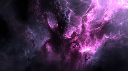 Abstract Purple and Black Swirling Smoke Background