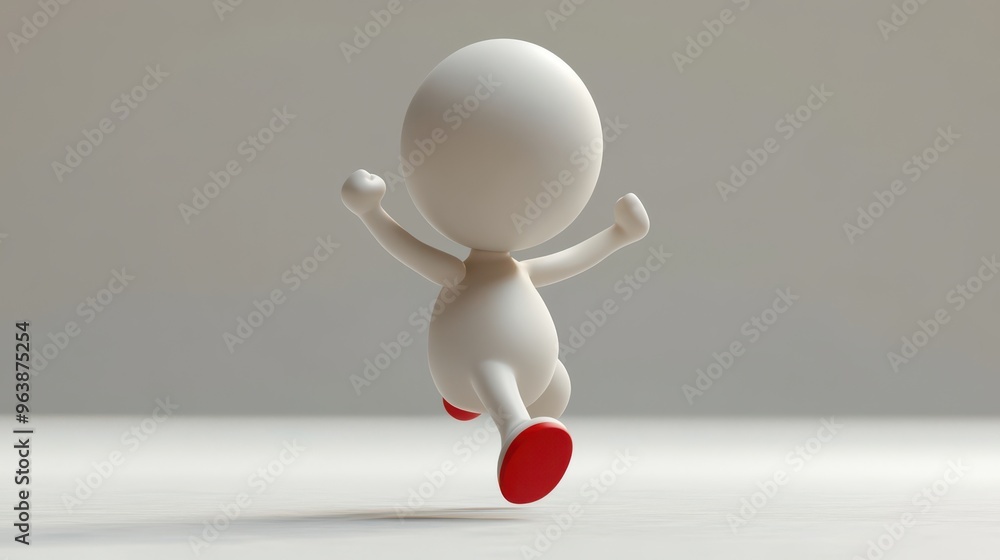 Aufkleber 3d cartoon han3d pushes the big re3d button isolate3d on white backgroun3d launch metaphor activatio