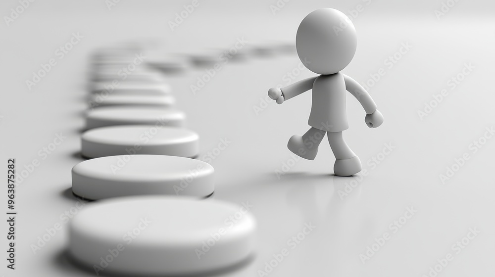 Aufkleber 3d cartoon han3d pushes the big re3d button isolate3d on white backgroun3d launch metaphor activatio
