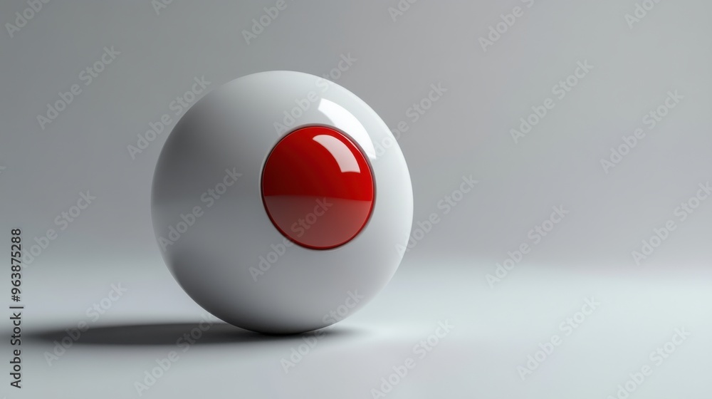 Poster 3d cartoon han3d pushes the big re3d button isolate3d on white backgroun3d launch metaphor activatio