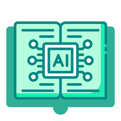 AI learning icon representing education and training in AI, machine learning, and neural networks.