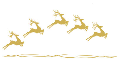 Obraz premium Graphic gold silhouettes of wild deers.