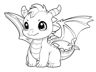coloring page Cute Cartoon Dragon with Big Eyes