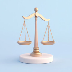 3D icon of law, on a solid white background