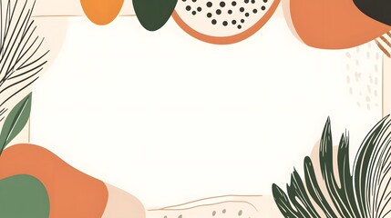 Abstract Tropical Frame with White Background for Text  Copy Space  or Design