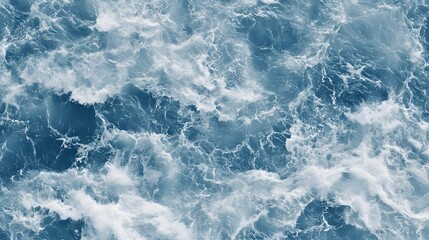 Fototapeta premium Aerial View of Ocean Waves White Foam Blue Water Texture Background