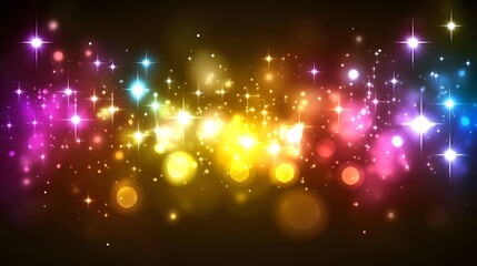 Obraz premium Abstract Colorful Glowing Stars and Lights Background