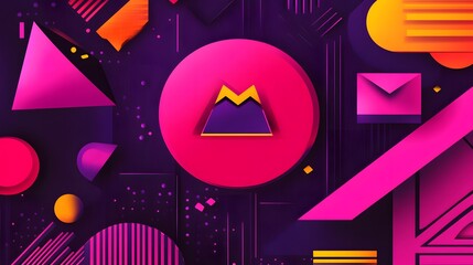 Obraz premium Abstract Geometric Background with Pink Purple and Yellow Shapes