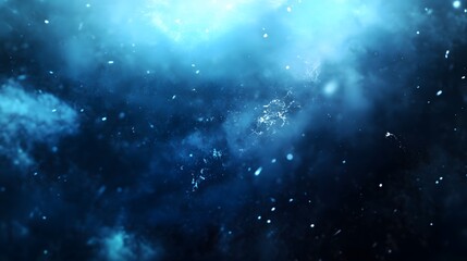 Abstract Blue Background with Glowing Particles and Bokeh Lights