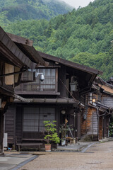 日本　長野県塩尻市奈良井にある中山道の宿馬町、奈良井宿の町並み