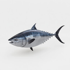 Fototapeta premium 3D cartoon. A tuna fish, on a solid white background