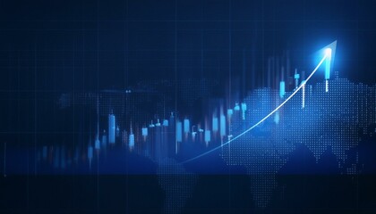 Naklejka premium Market chart of business increase stock graph or investment financial data profit on growth