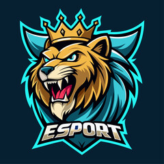 esport gaming logo head lion king crown