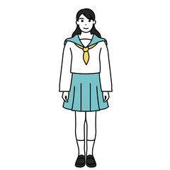 セーラー服を着て立っている女の子のイラスト