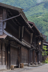 日本　長野県塩尻市奈良井にある中山道の宿馬町、奈良井宿の町並み