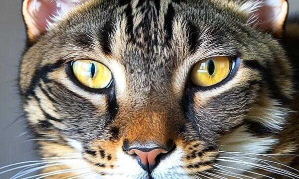 cat looking on color background