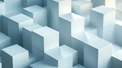 Obraz premium White 3D geometric cubes form a modern, aesthetic background, where shadows create depth and dimension.