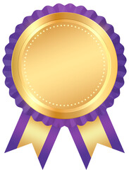 Purple Gold Medal with Ribbon
