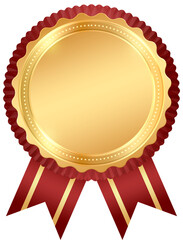 Red Gold Medal with Ribbon
