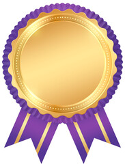 Purple Gold Medal with Ribbon
