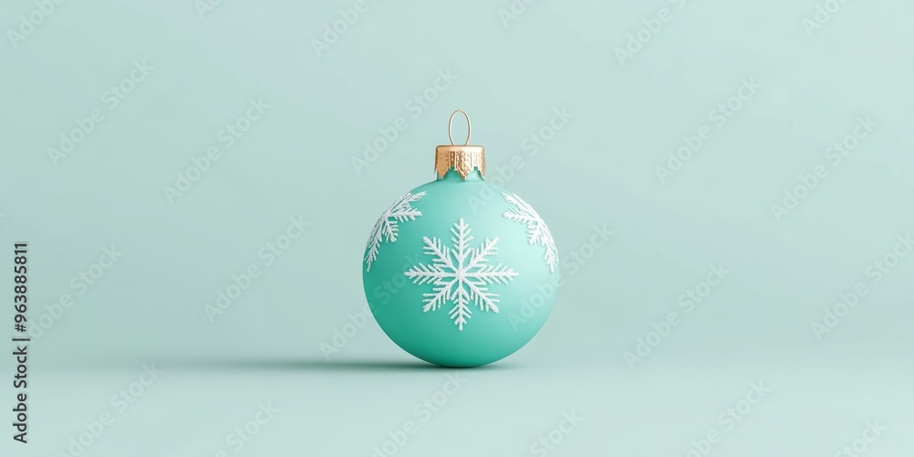 Aufkleber a minimalistic icon of a christmas ornament with a shiny surface and a delicate snowflake pattern