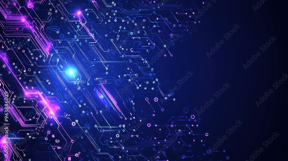 Poster abstract circuit board background with glowing lines