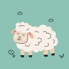 Funny cute sheep vector illustration
